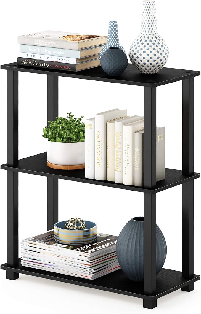 Furinno TURN-S-TUBE Storage Shelves Set of 2, 3-Tier Book Shelf, Corner Shelf - Image 4