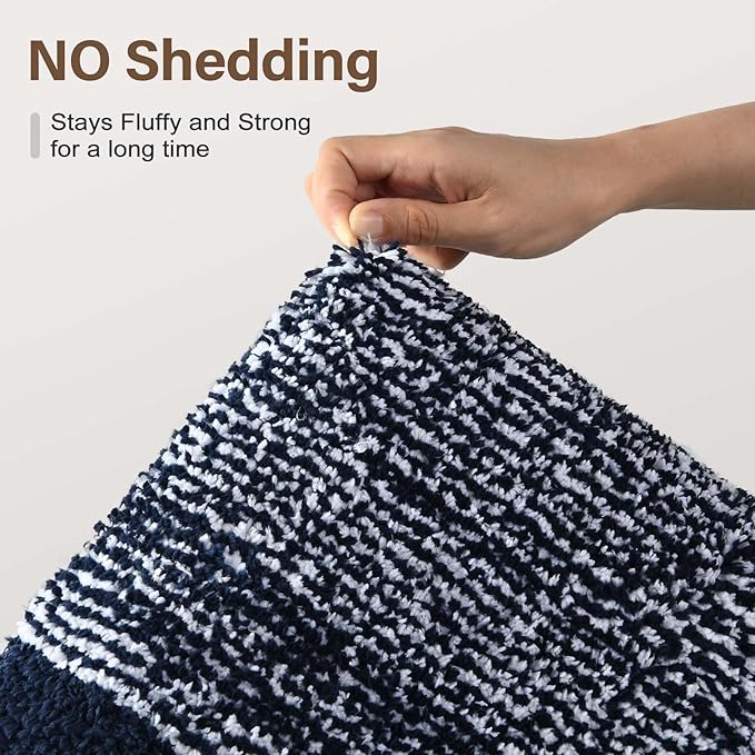 48x32 Large Bathroom Rugs Washable Non Slip, Dark Blue Bath Mat - Image 8
