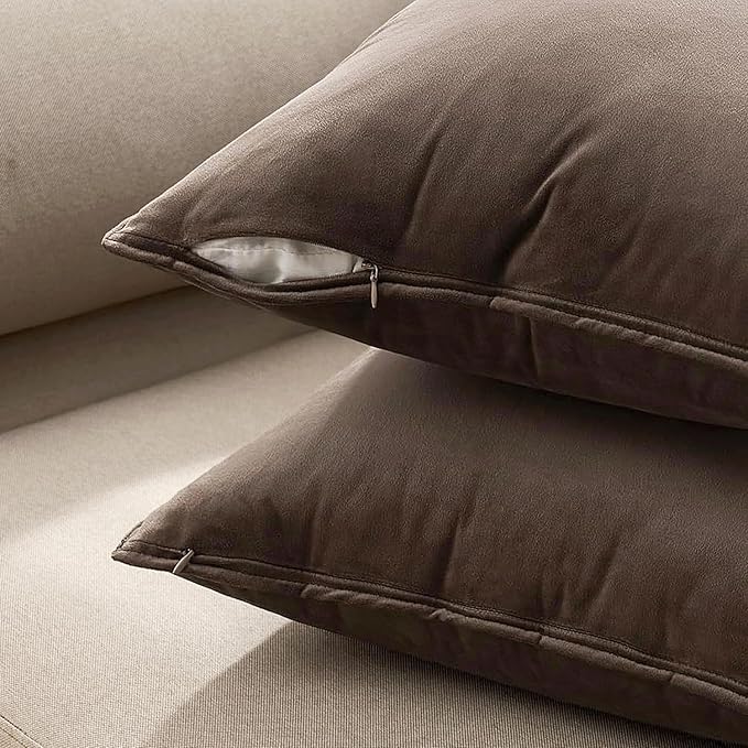 MIULEE Dark Coffee Velvet Throw Pillow Covers 24x24 Soft Decorative Solid - Image 6