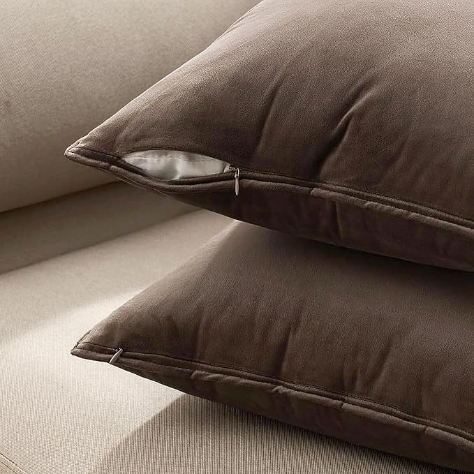 MIULEE Dark Coffee Velvet Throw Pillow Covers 18x18 Soft Decorative Solid - Image 6