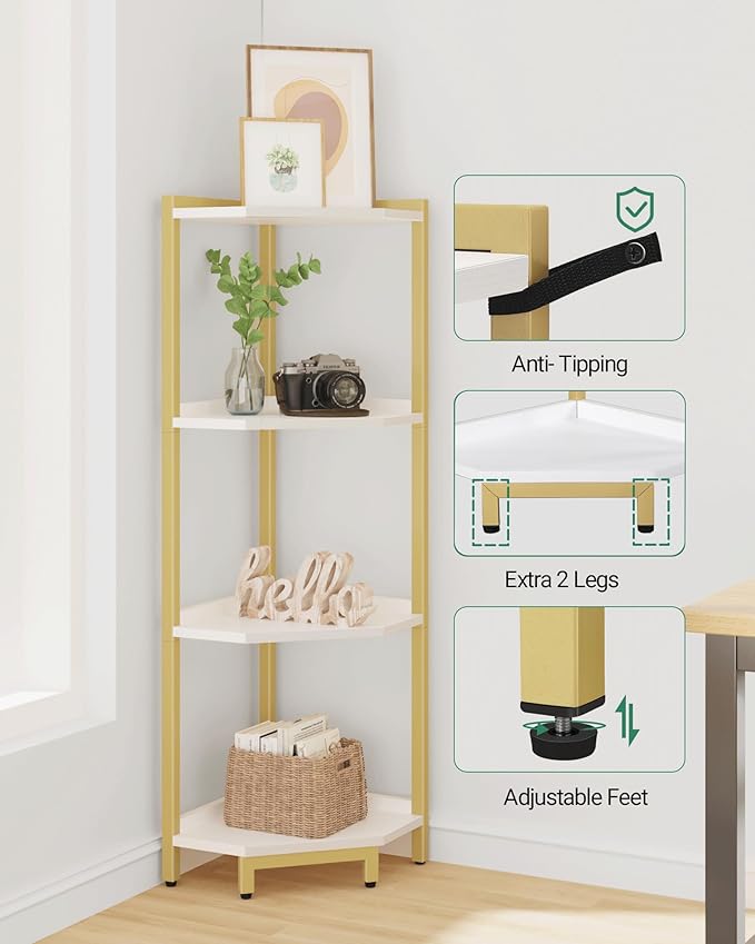 Hzuaneri Corner Shelf Stand, Corner Bookshelf, Storage Standing Shelf Unit - Image 3