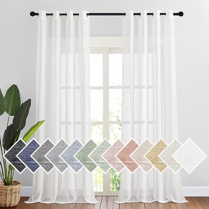 NICETOWN Linen Sheer Curtains 96 inches Long by NICETOWN