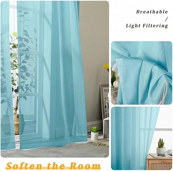 Gwine Short Kitchen Sheer Curtains 30 Inch Length - Image 5