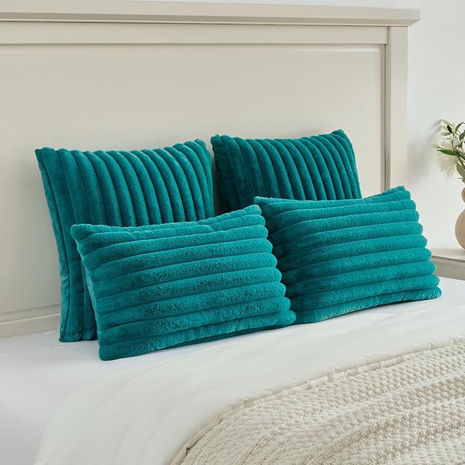 FUTEI Teal Green Decorative Throw Pillow Covers Set of 2, 18x18 Inch Soft - Image 5