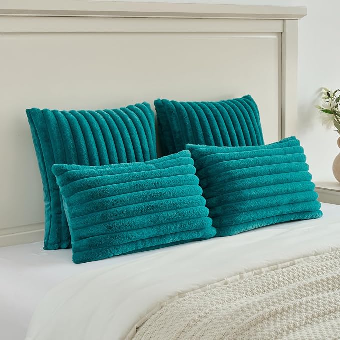 FUTEI Teal Green Decorative Throw Pillow Covers Set of 2, 16x16 Inch Soft - Image 5