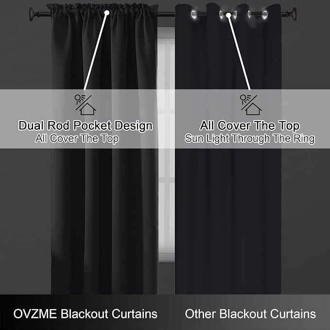 OVZME Charcoal Grey Blackout Curtains - Image 6
