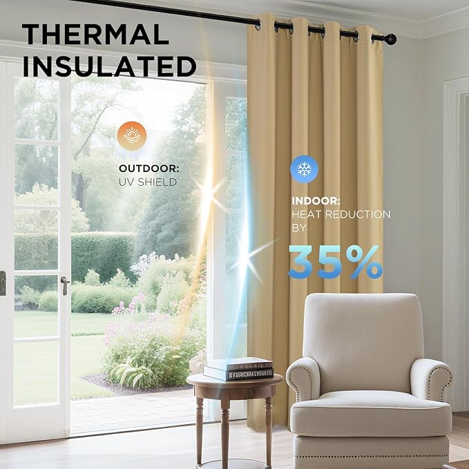 Joydeco Blackout Curtains 72 inches Long 2 Panels Set, Thermal Insulated Long - Image 4