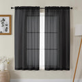 Gwine Black Sheer Curtains 63 Inch Length by Gwine