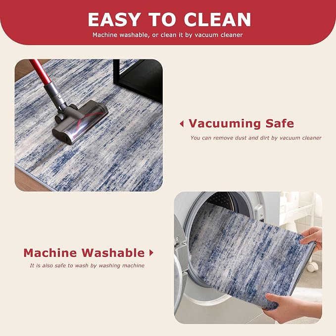 KOZYFLY Abstract Modern Washable 3x5 Area Rug Non-Slip Kitchen & Entryway Rug - Image 8