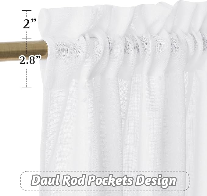 RYB HOME Kitchen Curtains 36 Inch Length, Light Filtering Ties Half Drapes - Image 2