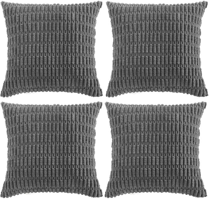 Fancy Homi 4 Packs Dark Grey Decorative Throw Pillow Covers 20x20 Inch by Fancy+Homi