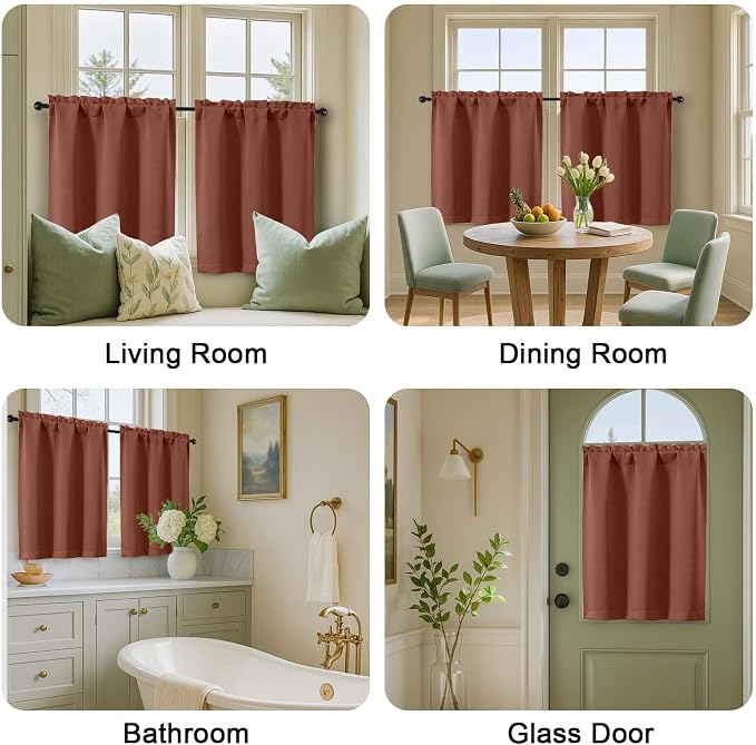 OVZME Kitchen Curtains for Small Window Treatment, Light Filtering Short Cafe - Image 9
