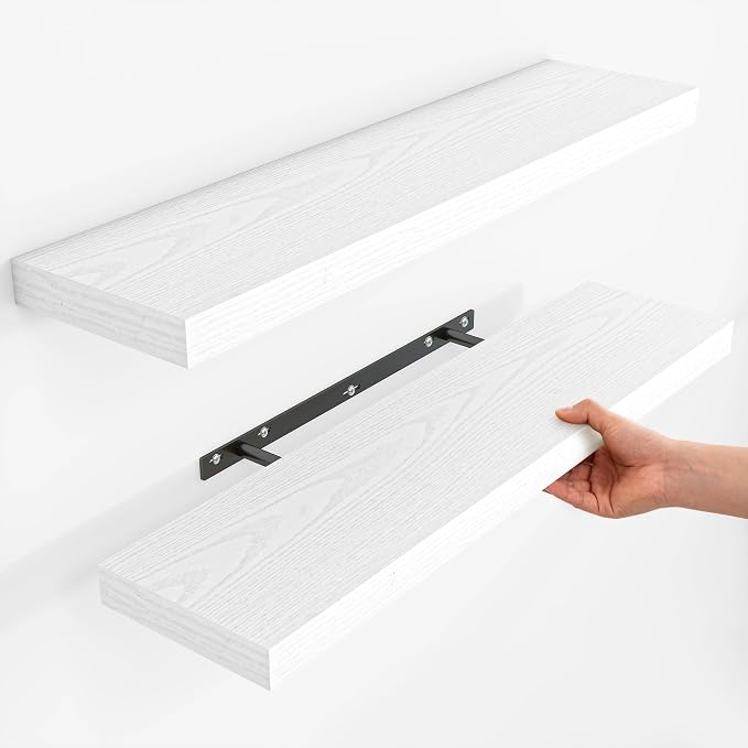 Fun Memories Rustic Floating Wall Shelves, Wall Mounted Wood Storage & Display by FunMemories