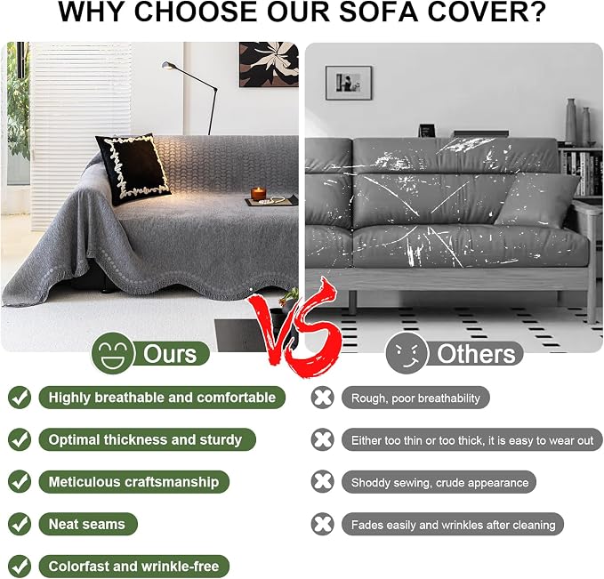 ROOMLIFE Gray Couch Cover Boho Sofa Covers - Image 5