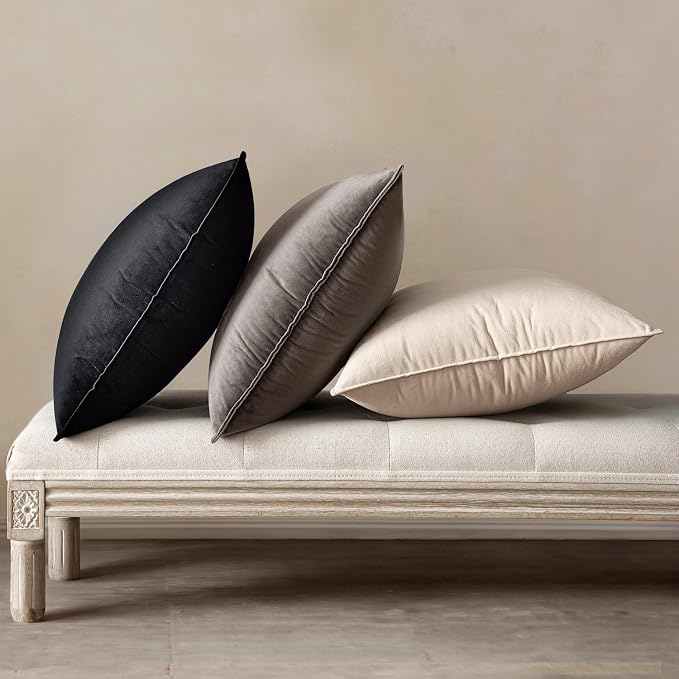 MIULEE Black Velvet Throw Pillow Covers 20x20 Soft Decorative Solid Square - Image 5