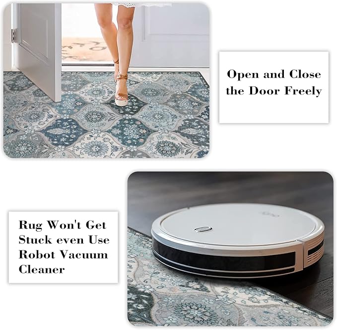 Lahome Moroccan Trellis Round Area Rugs, Washable Small Round Rug 3ft Non-Slip - Image 5