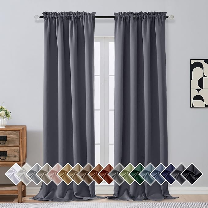 OVZME Charcoal Grey Blackout Curtains by OVZME