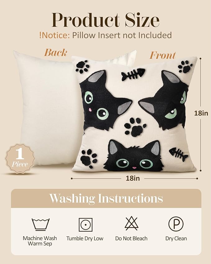 Embroidered Throw Pillow Cover 18x18 Inch - Image 4