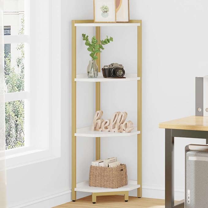Hzuaneri Corner Shelf Stand, Corner Bookshelf, Storage Standing Shelf Unit by Hzuaneri