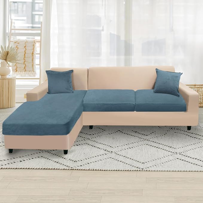 NAISI Sectional Couch Cover 3 Pieces Velvet Separate Couch Cushion Covers L - Image 5