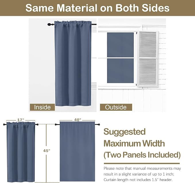 OVZME Denim Blue Short Blackout Curtains - Image 2
