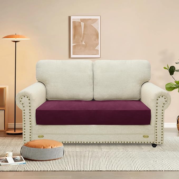 MAXIJIN Velvet Stretch Couch Cushion Covers Soft Loveseat Cushion Cover - Image 2