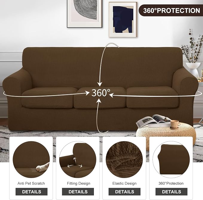 U-NICE HOME 4 Pieces Stretch Couch Cover Sofa Cover Washable Sofa Slipcover - Image 4