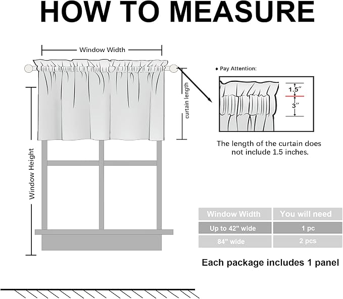 Hiasan Valance Curtains for Kitchen Blackout Thermal Insulated Solid Window - Image 5