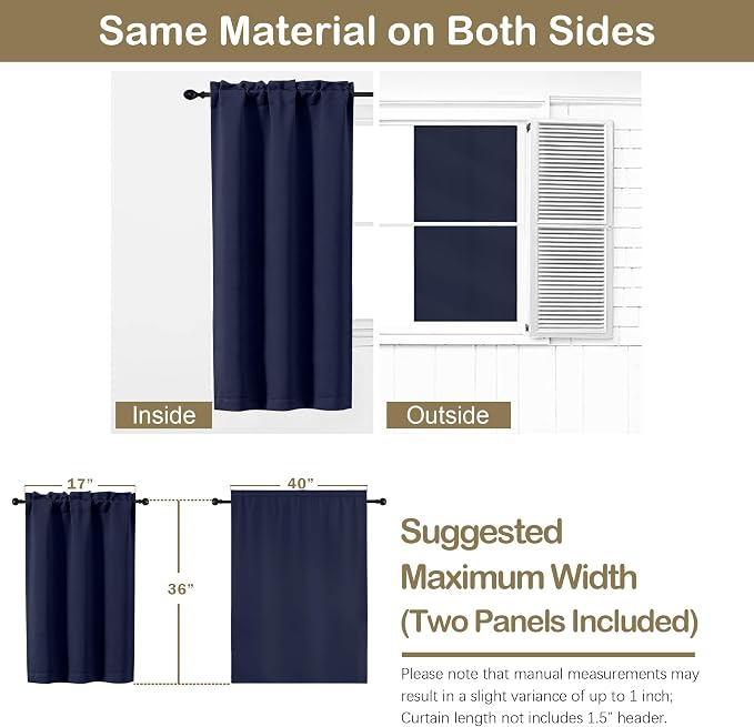 OVZME Navy Blue Blackout Curtains - Image 2