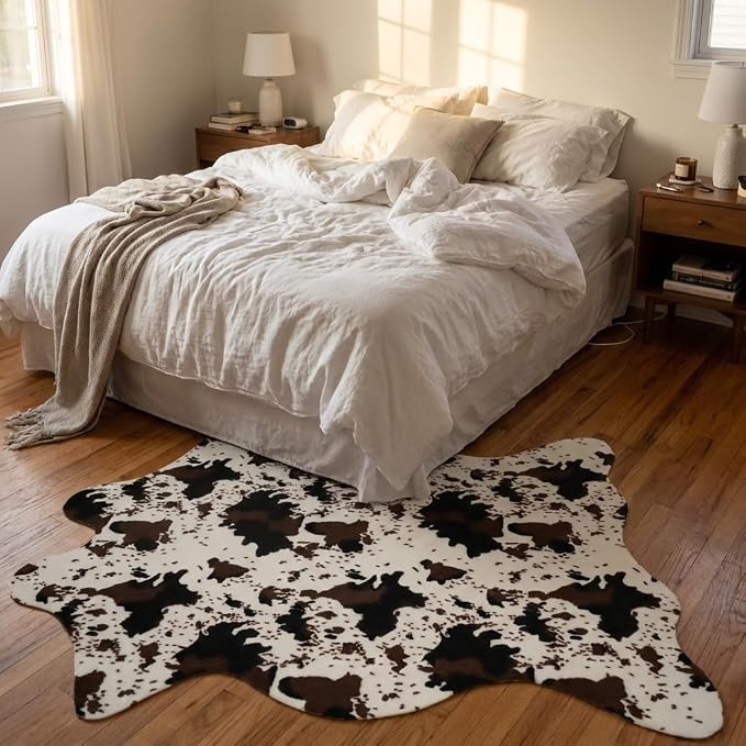 MustMat Cowhide Rug Faux Cow Shaped Rug Western Decor - Image 8