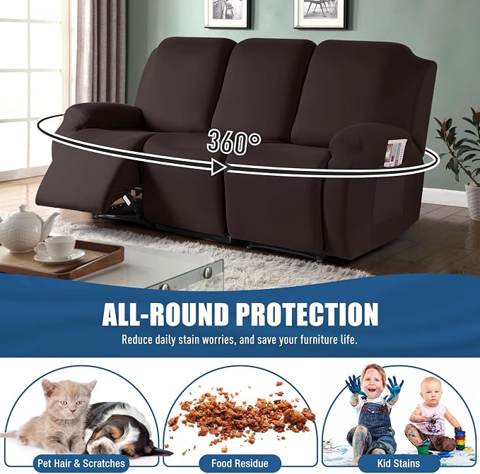 TAOCOCO Recliner Sofa Slipcover, 3 Pieces Polyester Fabric Stretch Sofa Covers - Image 4
