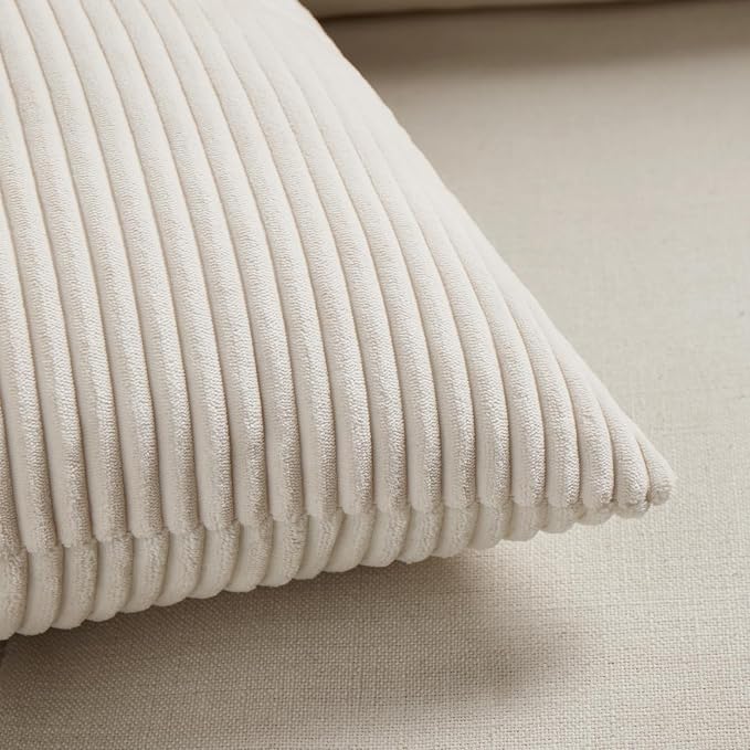 Fancy Homi 2 Packs Cream Lumbar Decorative Throw Pillow Covers 16x32 Inch - Image 5