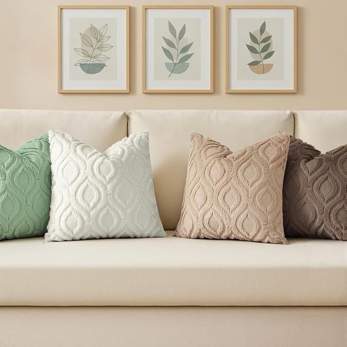 decorUhome Throw Pillow Covers 26x26 Inch Set of 2, Soft Plush Faux Wool Light - Image 4