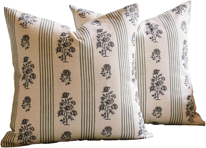 Amor Virisso Floral Throw Pillow Covers 22x22 Set of 2 Block Print Pillow - Image 8