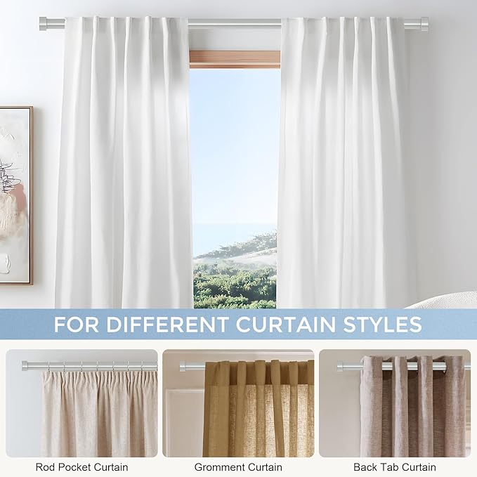 VOIIY Silver Curtain Rods for Windows 48 to 84 Inch, Size:36-88 Inch, Antique - Image 6