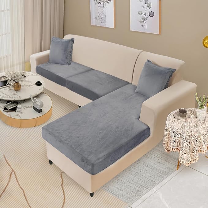 NAISI Sectional Couch Cover 3 Pieces Velvet Separate Couch Cushion Covers L - Image 2
