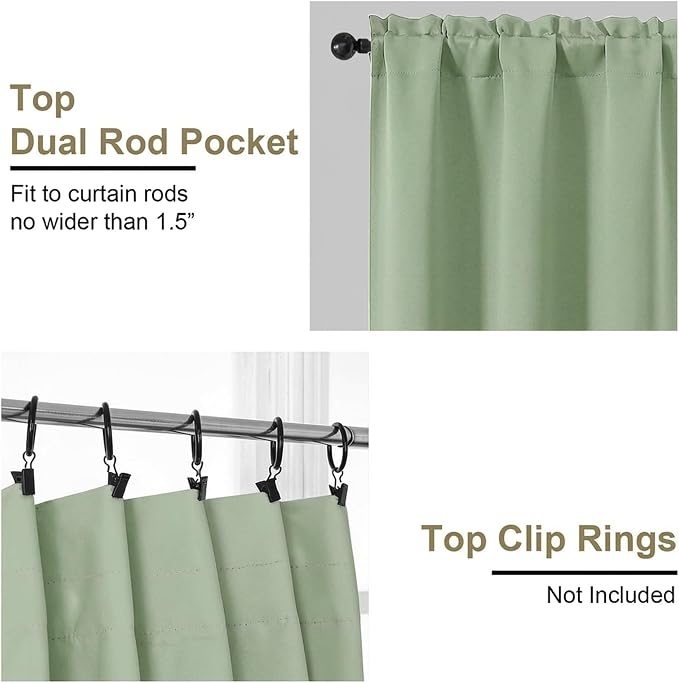 OVZME Light Green Blackout Curtains - Image 4