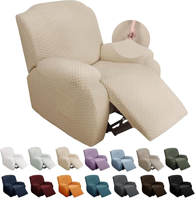 YEMYHOM 4 Pieces Stretch Recliner Slipcover Latest Jacquard Recliner Chair Cover by YEMYHOM
