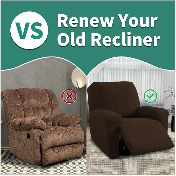 YEMYHOM 4 Pieces Oversized Stretch Recliner Slipcover Jacquard Large Recliner - Image 5