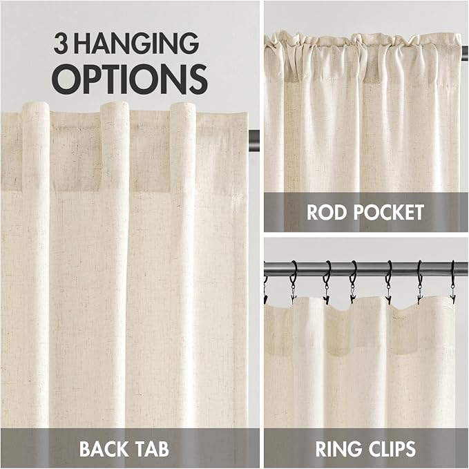 MIULEE Non-See-Through Privacy Linen Curtains 2 Panels, Light Filtering Window - Image 6