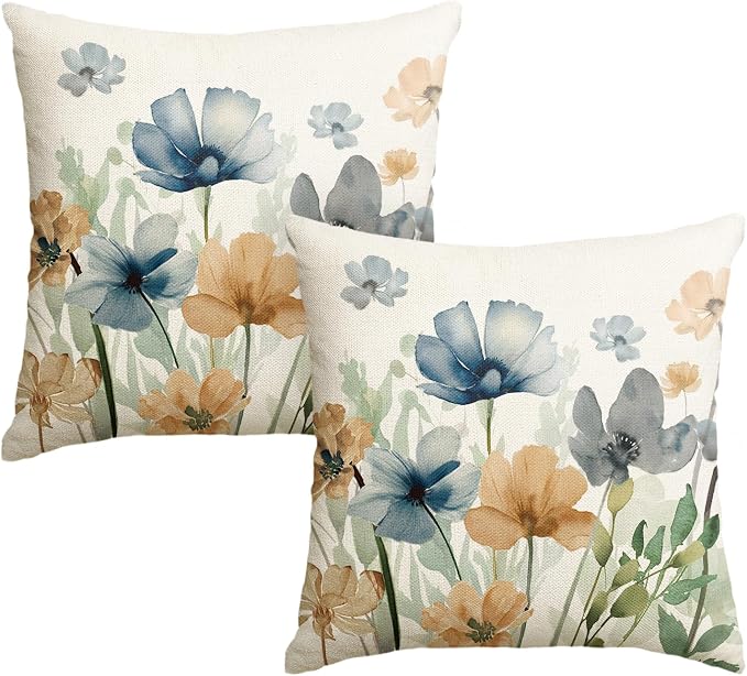 AVOIN colorlife Poppy Flowers Chinoiserie Throw Pillow Covers, 18 x 18 Inch by AVOINcolorlife