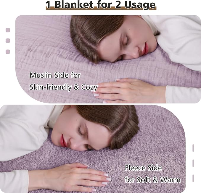 EMME Muslin and Fleece Twin Blanket Reversible - Image 3