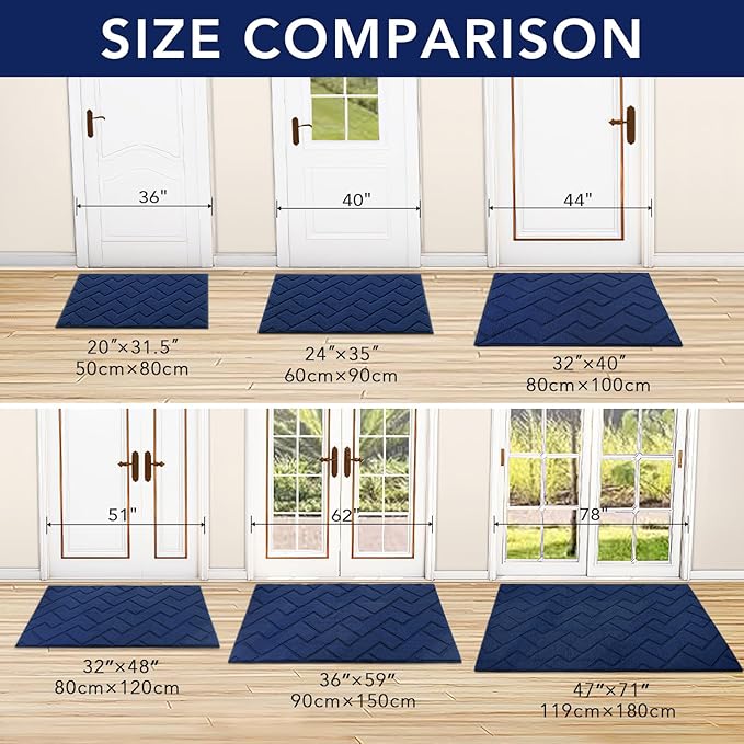 hicorfe Indoor Doormat, Front Back Door Mat TPR Backing Non Slip Mats 20"x31.5" - Image 3