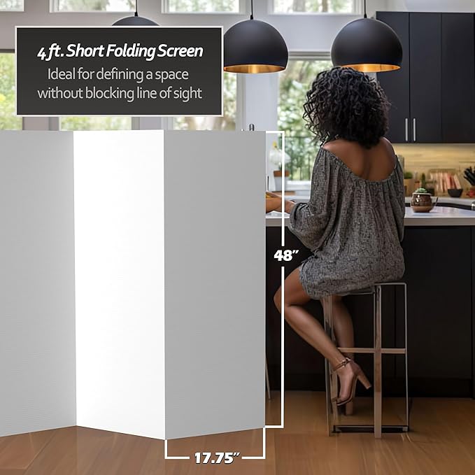 4 ft. Short White Temporary Cardboard Folding Screen - Image 5