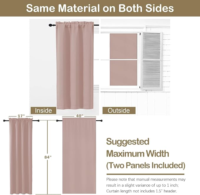 OVZME Blush Pink Blackout Curtains 2 Panels - Image 2