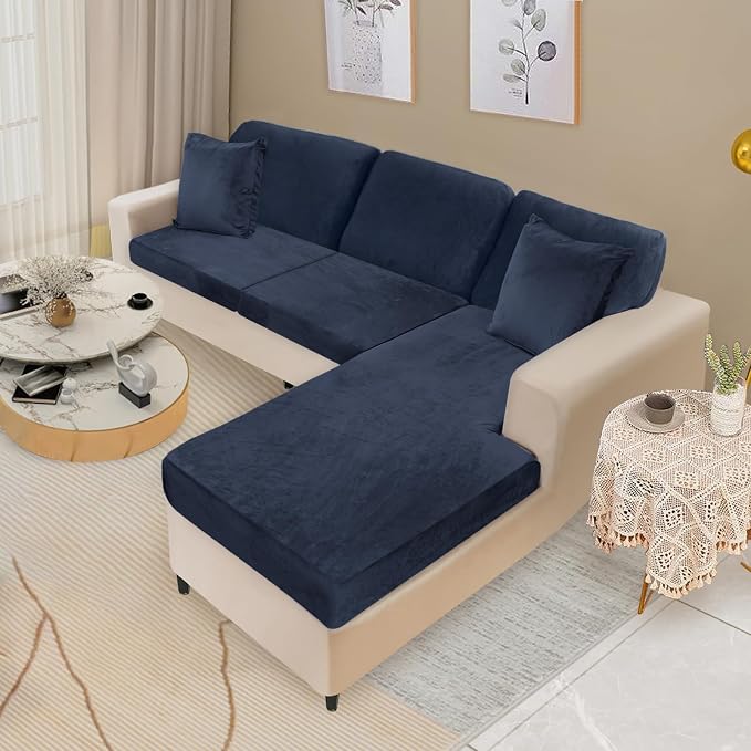 NAISI Sectional Couch Covers 6 Pieces Velvet Couch Cushion Covers L Shape Soft - Image 2