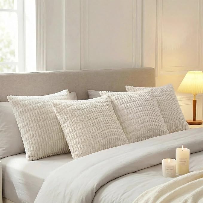 Fancy Homi 4 Packs Boho Cream Decorative Throw Pillow Covers 22x22 Inch - Image 3