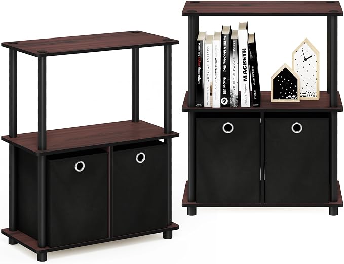 Furinno TURN-N-TUBE Storage Shelves Set of 2, 3-Tier Toolless Book Shelf - Image 3