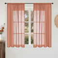 BGment Rust Terracotta Linen Curtains 45 Inch Length, Burnt Orange Semi Sheer by BGment