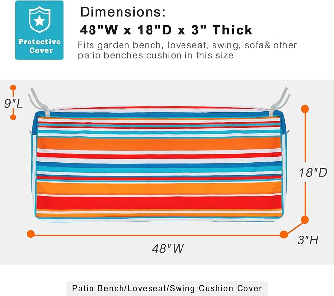 NettyPro Outdoor Loveseat Bench Cushion Cover 48 x 18 x 3 Inch, Water Resistant - Image 5